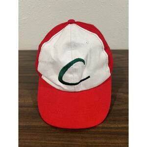 Vintage 2000s Pokemon Ash Ketchum Hat Red White Baseball Cap OS Embroidered Logo